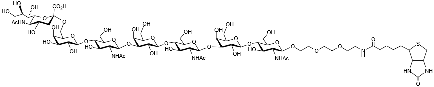 Sussex Research Related Products - 6'-Sialyl-tri-N-acetyllactosamine-PEG3-Biotin (Single Arm): Neu5Acα(2,6)LacNAc<sub>3</sub>-PEG3-Biotin
